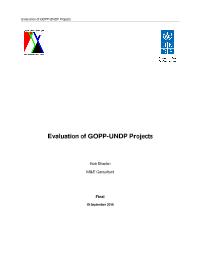 Evaluation of the outcomes and impacts of the 4 projects implemented by General Organization for Physical Planning (GOPP)