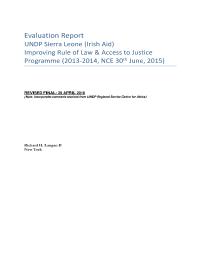 Outcome Evaluation of the UNDP Support to Access to Justice in Sierra Leone