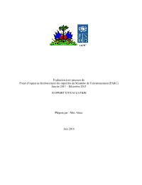 Evaluation de mi-parcours du Projet du Projet d'Appui au Renforcement des Capacités du Ministère de l'Environnement (PARC)