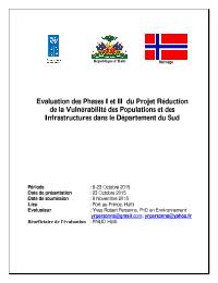 Evaluation des Phases I et II du projet Gestion des Bassins Versants Sud en Haiti