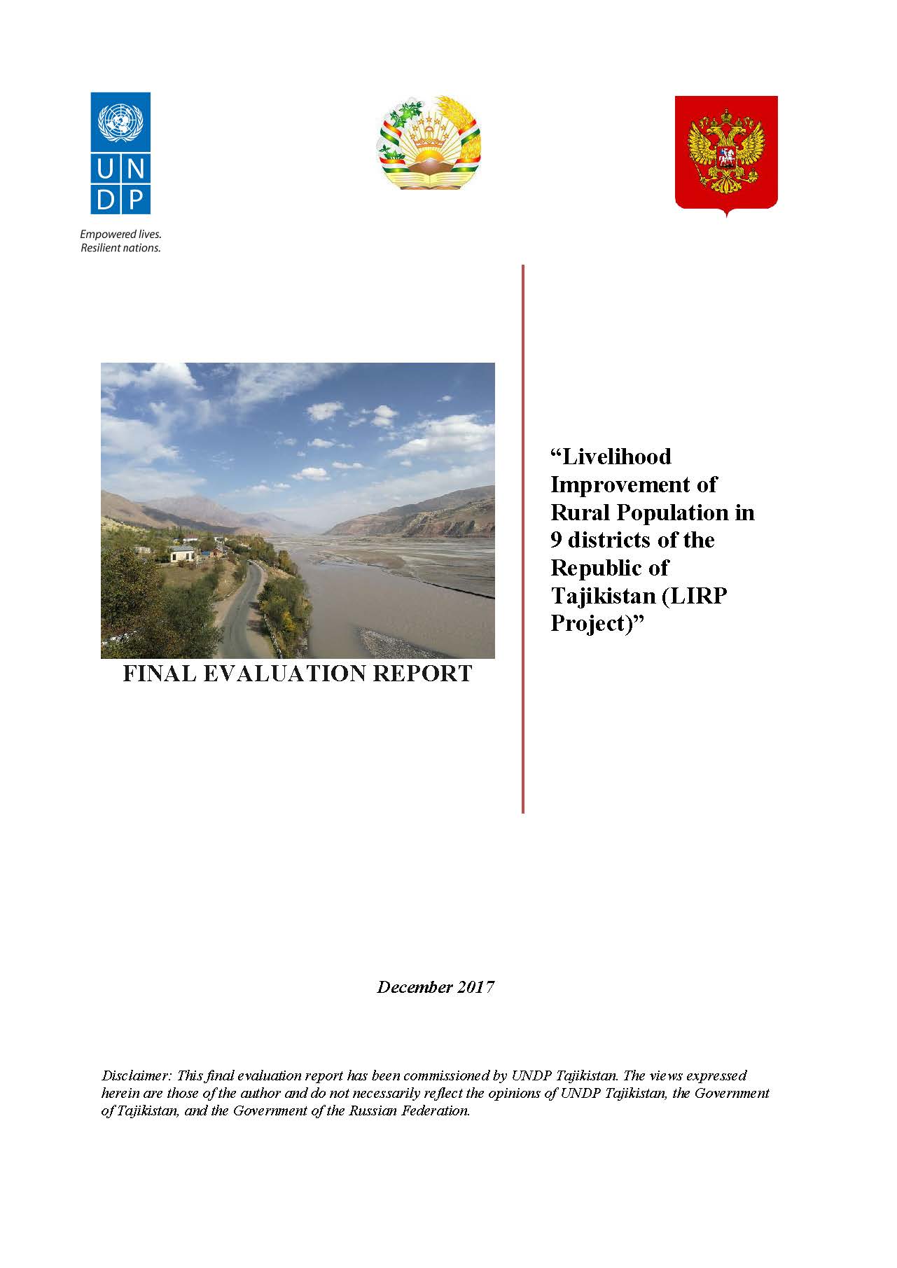 Final Evaluation of Livelihood Improvement for population of 9 districts of Tajikistan (LIRP) project