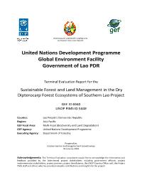 Terminal Evaluation:  Sustainable Forestry and land Management in the Dry Dipterocarp Forest Ecosystems of Southern Lao PDR