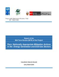 Report of the  Mid Term Review (MTR) of the Project National Appropriate Mitigation Actions Projet (NAMA) in the sectors of energy generation and end use in Peru