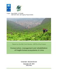 Conservation, management and rehabilitation of fragile lomas ecosystems in Lima