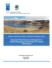 Integrated Water Resources Management in the Titicaca-Desaguadero-Poopo-Salar de Coipasa (TDPS) System