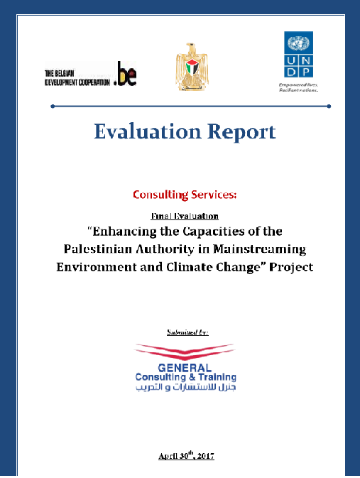 Final Evaluation of the Project “Enhancing the Capacities of the Palestinian Authority in Mainstreaming Environment and Climate Change”