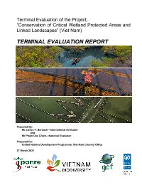 Terminal evaluation of  Conservation of critical Wetland  PAs and linked landscapes Project (00076965)