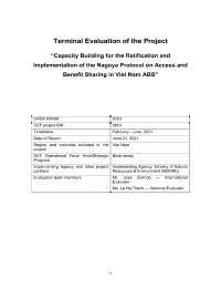 Terminal evaluation of Capacity Building for the Ratification and Implementation of the Nagoya Protocol on Access and Benefit Sharing in Viet Nam (00082536)
