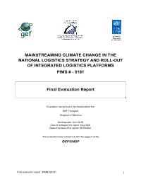 Final Evaluation Mainstreaming climate change in the National Logistics Strategy and Roll-Out of Integrated Logistics Platforms