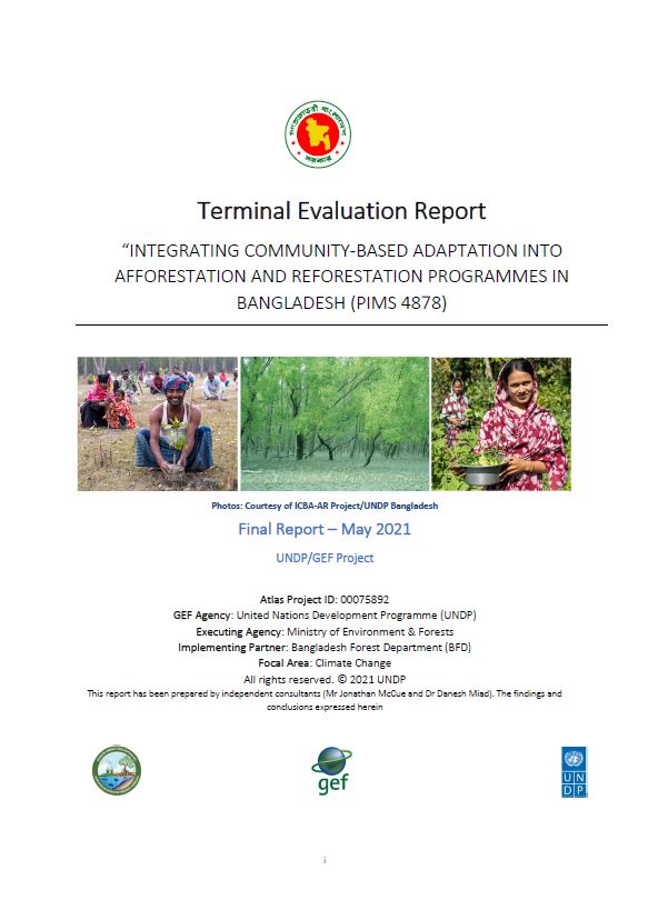 Final Evaluation of Integrating community-based adaptation into Afforestation and Reforestation Project
