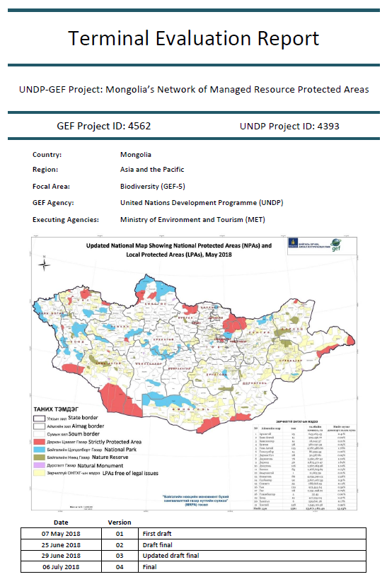 Final Evaluation of the project Mongolia’s Network of Managed Resource Protected Area