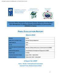 Economy Wide Integration of Climate Change Adaptation & Disaster Risk Management to reduce Climate Vulnerability of Communities in Samoa (EWACC- TE)