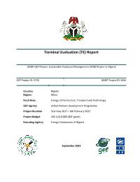 Terminal Evaluation (TE) Report - UNDP-GEF Project: Sustainable Fuelwood Management (SFM) Project in Nigeria