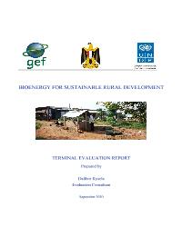 Final Project Evaluation Bioenergy for Sustainable Rural Development