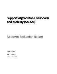Mid-term Evaluation of the Project Support to Afghanistan Livelihoods & Mobility (SALAM)