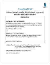 Midterm Evaluation of the UNDP Myanmar Country Program (2018-2022)