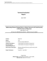 Terminal Evaluation: Addressing Climate Change Risks on Water and Food Security in the Dry Zone of Myanmar (AF)