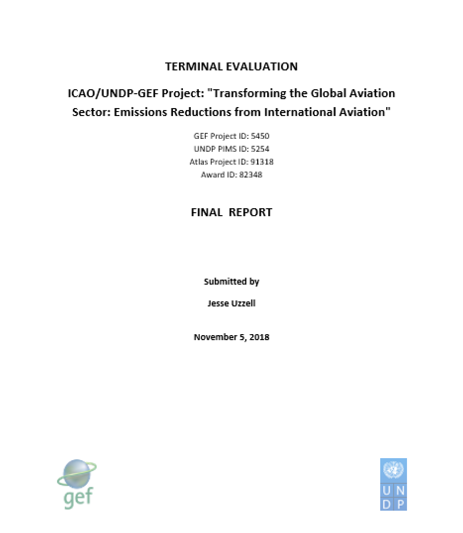 Terminal Evaluation: Transforming the global aviation sector: Emissions Reductions from International Aviation (PIMS 5254)