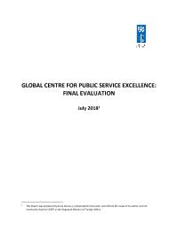End Of Project Evaluation of the Global Policy Centre on Public Service Excellence