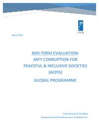 Mid-Term Evaluation of the Anti-Corruption for Peaceful and Inclusive Societies (ACPIS) Global Programme