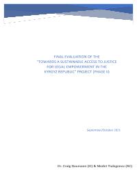 Towards a sustainable access to Justice for Legal empowerment in the Kyrgyz Republic