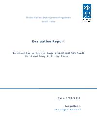 Terminal Evaluation for Project SAU10/82003 Saudi Food and Drug Authority Phase II