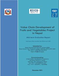 Mid-term Evaluation of the project "Value Chain Development of Fruits and Vegetables in Nepal"
