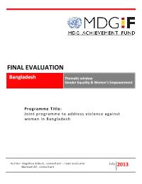 Violence Against Women MDG-F Joint Programme Final Evaluation