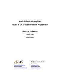 South Sudan Recovery Fund Round 3: UN Joint Stabilization Programmes Outcome Evaluation