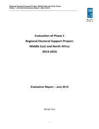 Evaluation of Phase 1 Regional Electoral Support Project: Middle East and North Africa 2013-2016